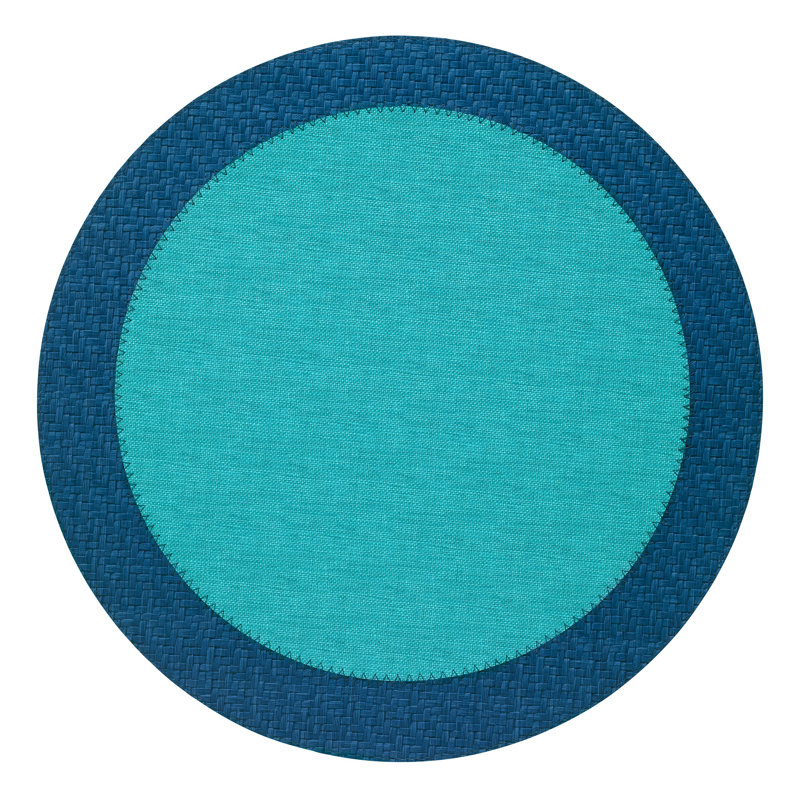 Halo Vinyl Round Placemat, Turquoise/Delft