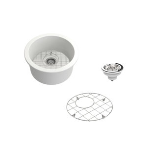Terralife Puget Dual-Mount Fireclay 18 In. Round Single Bowl Bar Sink In White