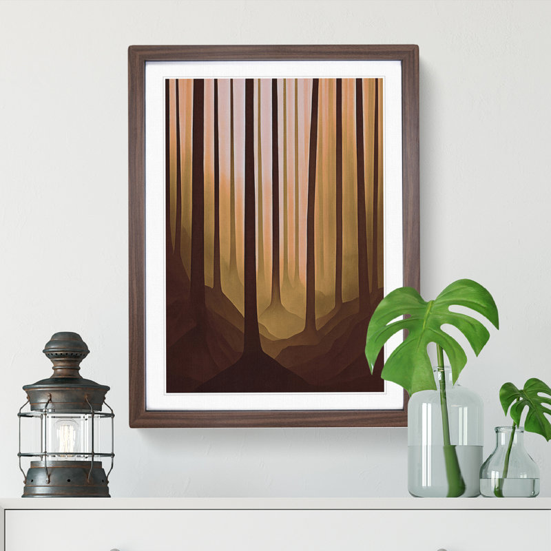 Abstract Autumnal Forest No.1 - Framed Print, 34cm H x 25cm W x 2cm D, Walnut