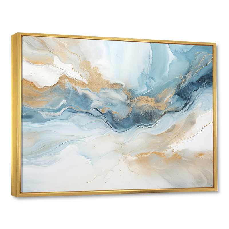 Blue Storm Charm Liquid Art I - Storms Wall Art, Gold Floater Framed, 34" H x 44" W