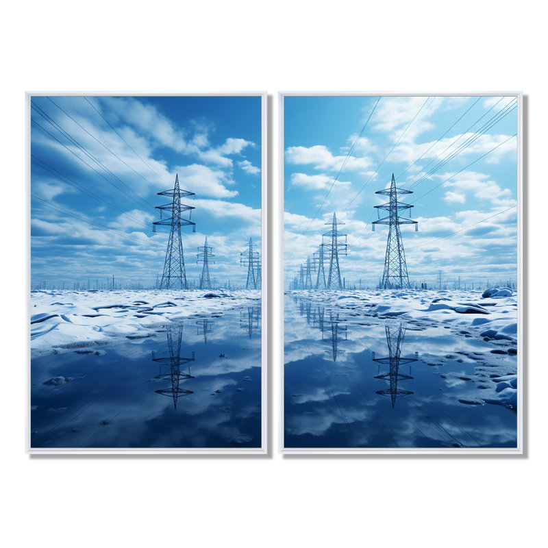 Lignes électriques - Horizons électriques I - Grandes impressions sur toile, 36" H x 48" W, Impression encadrée flottante