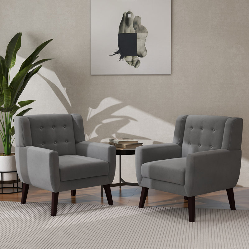 Jaqueze 73.4 Cm Wide Cotton Armchair, Grey Velvet