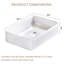 Lavabo vasque rectangulaire - 20 po x 13,6 po blanc moderne avec ensemble de drain, évier au-dessus du comptoir en céramique