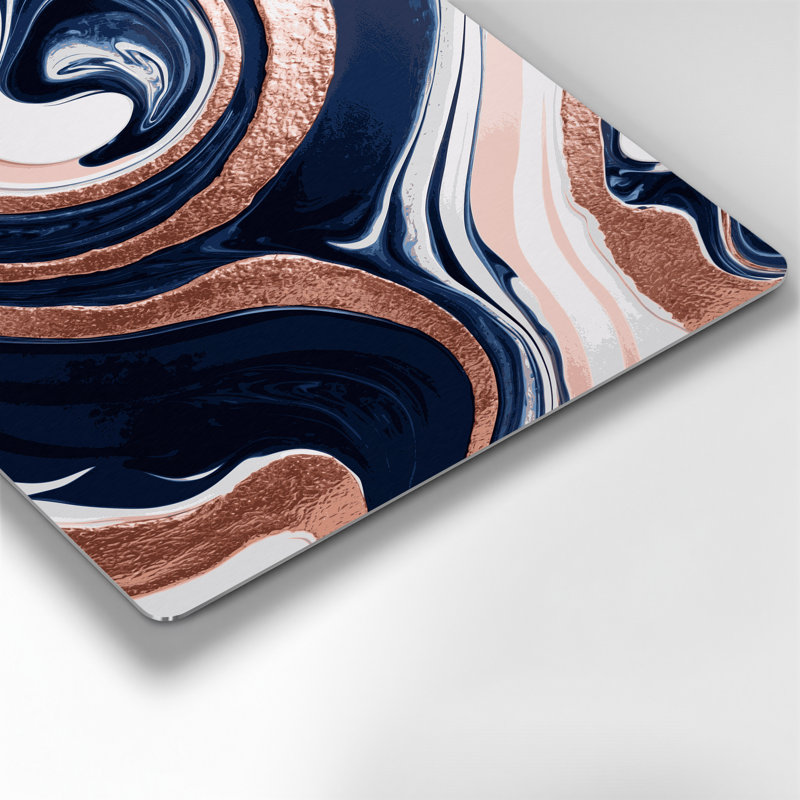 Art abstrait abstrait en métal bleu 77, H 11 po x l 14 po