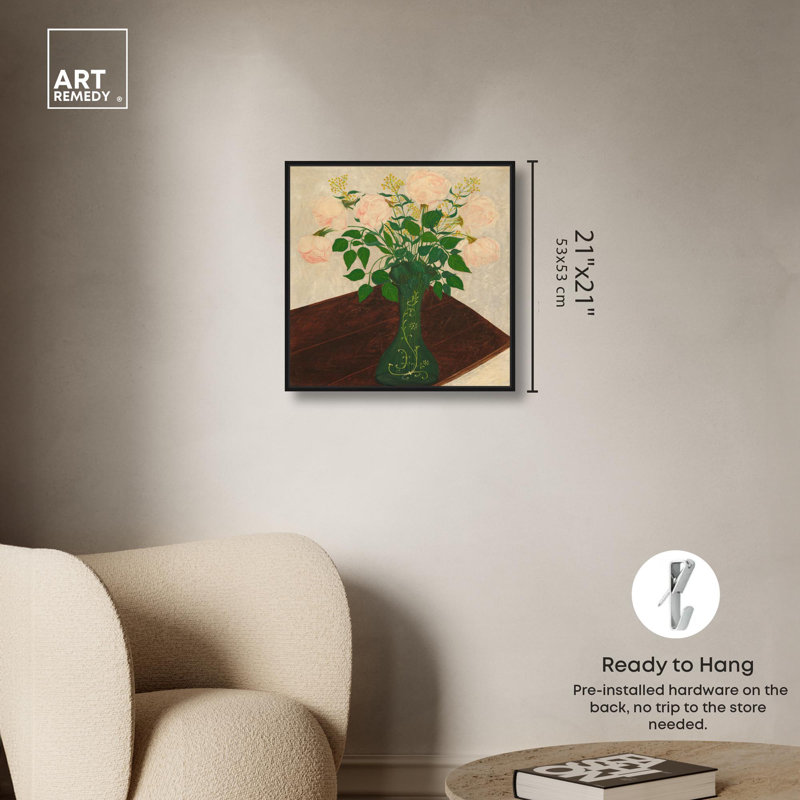 "Tilted Table Botanical Art", reproduction d'art sur toile par Art Remedy, H 20 po x l 20 po, Black Frame