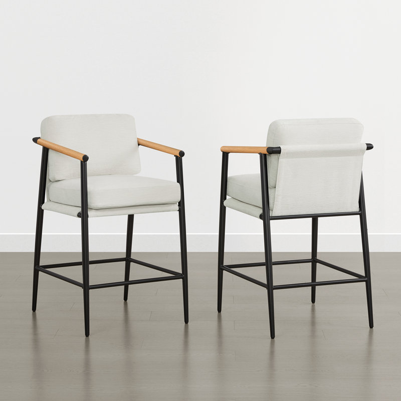 Tabouret de bar moderne rembourré, Crème