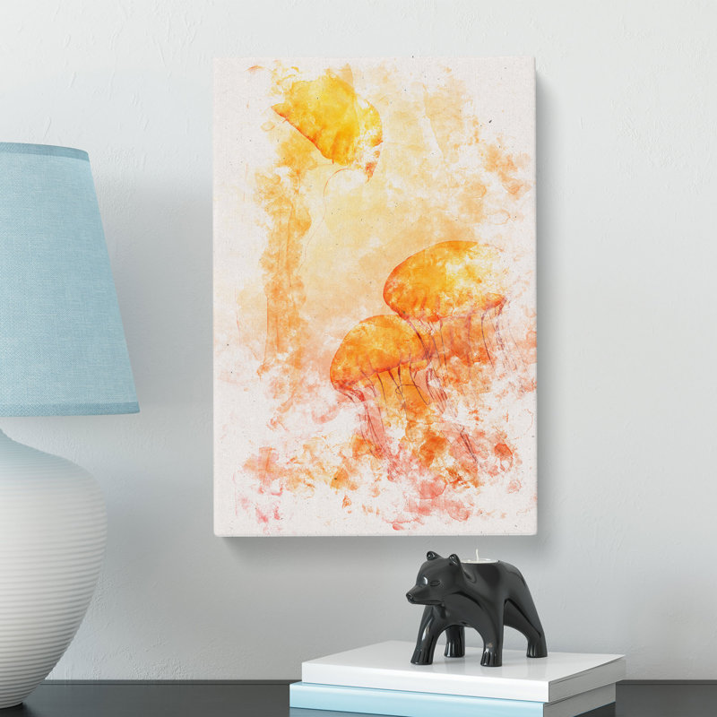 The Orange Jellyfish - Wrapped Canvas, 60cm H x 40cm W x 3cm D