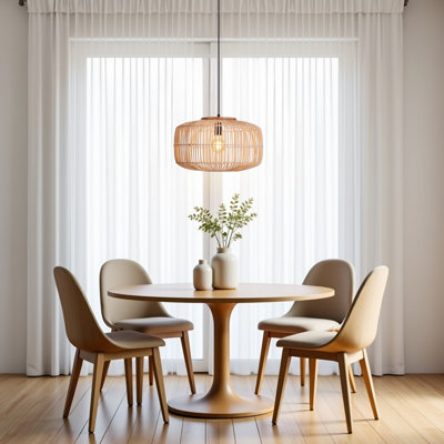 Dome Woven Rattan Pendant Light for Kitchen Island
