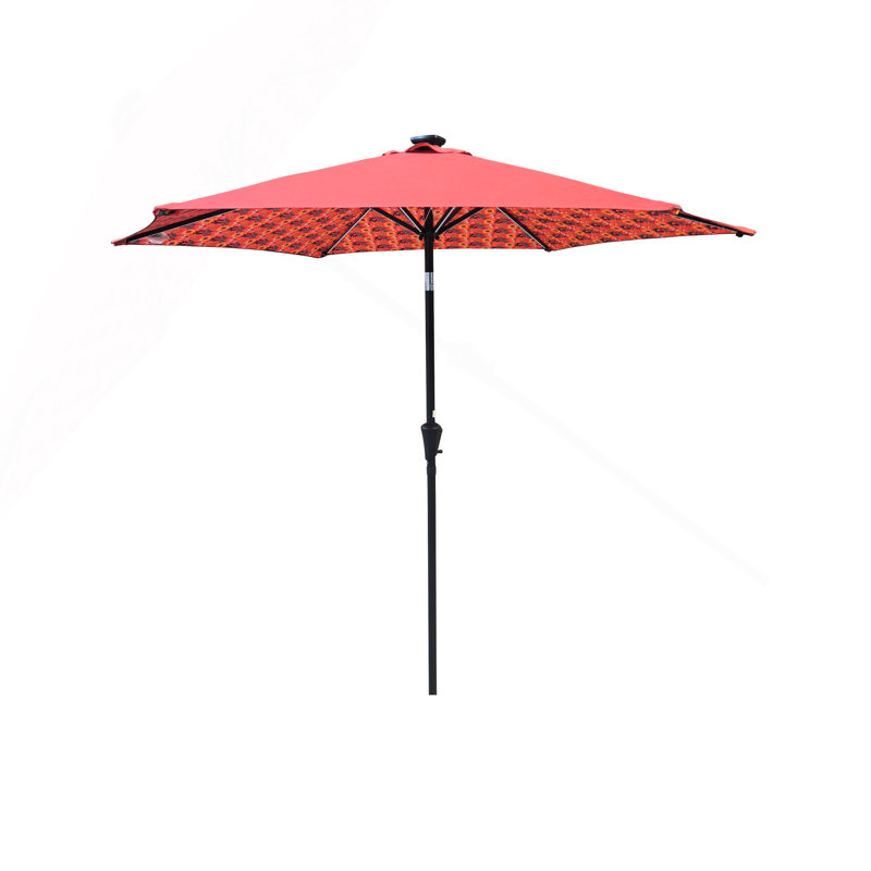 Parasol de terrasse de 2,74 m avec lumière (motif + orange)