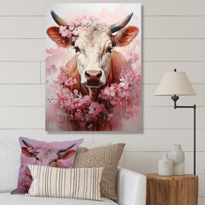 «Romanticism Pink Cow Portrait I», reproduction sur toile