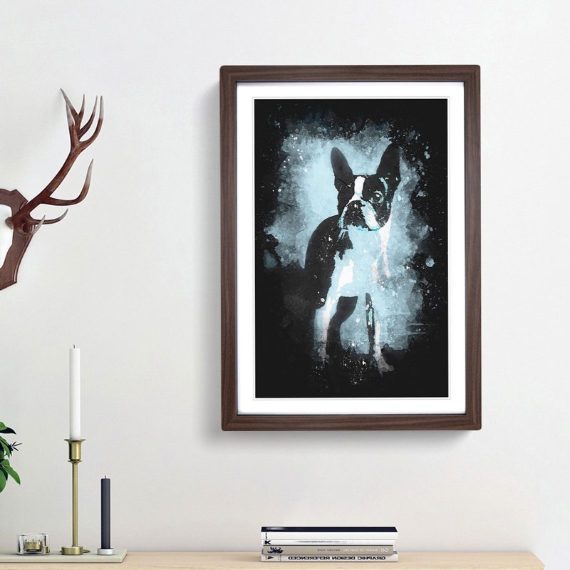 Boston Terrier Dog - Framed Print, Walnut Framed, 87cm H x 62cm W x 2cm D