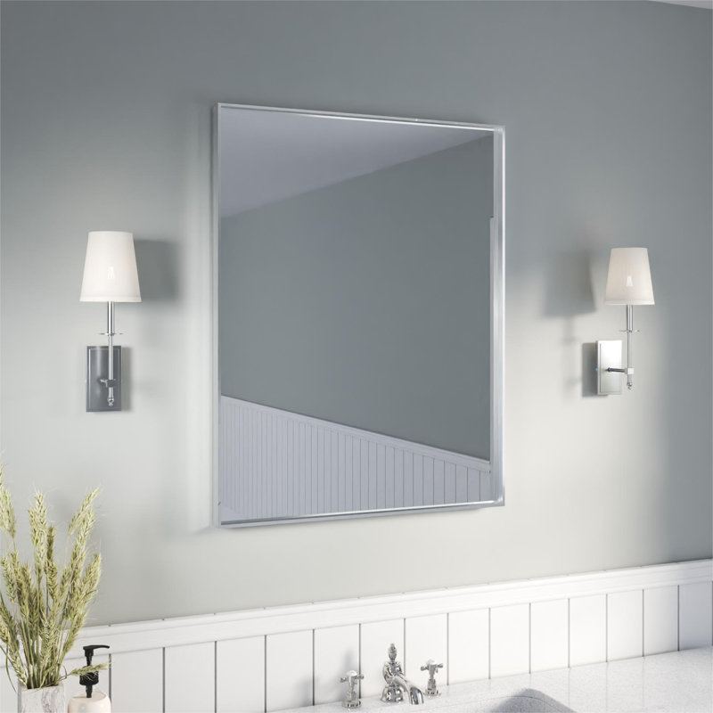 Miroir en aluminium à angle droit avec cadre en aluminium - Miroir d'appoint mural, Rectangle, 28 po x 36 po