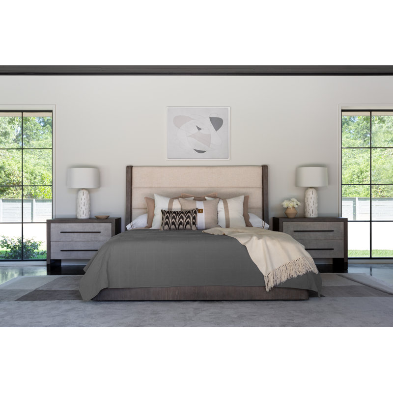 ErinnV X Universal Upholstered Wingback Bed, Queen