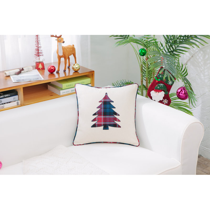 Holiday Series Plaid Cotton Throw Pillow