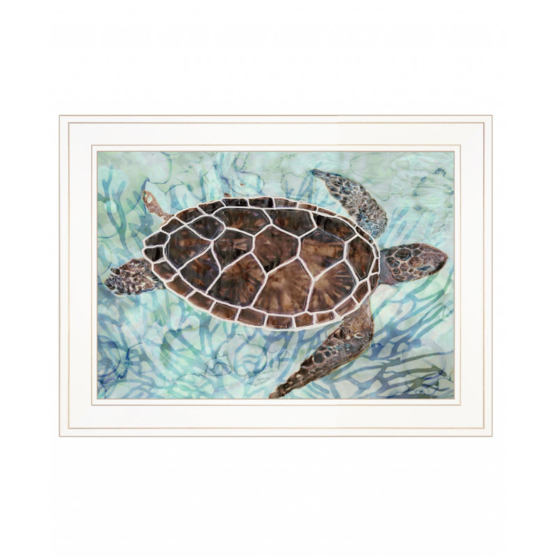«Sea Turtles», impression murale, Cadre blanc