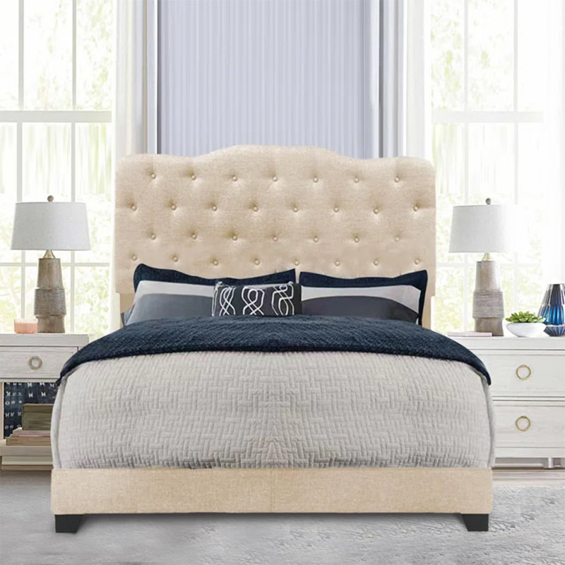 Caliopia Upholstered Standard Bed, Beige, Full/Double