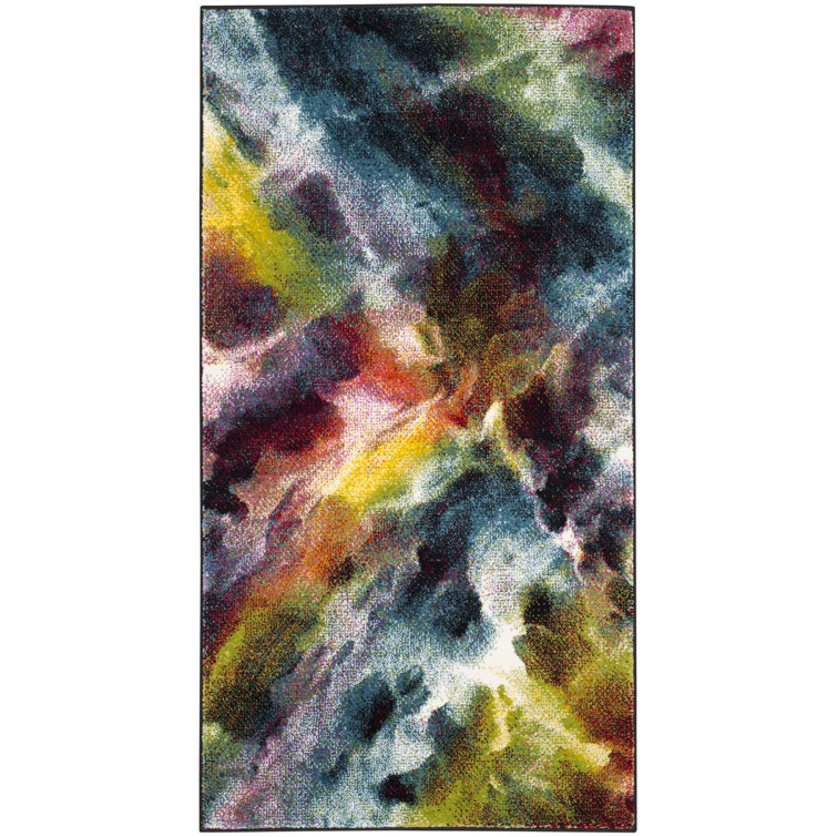 Tapis abstrait rouge / bleu Acton