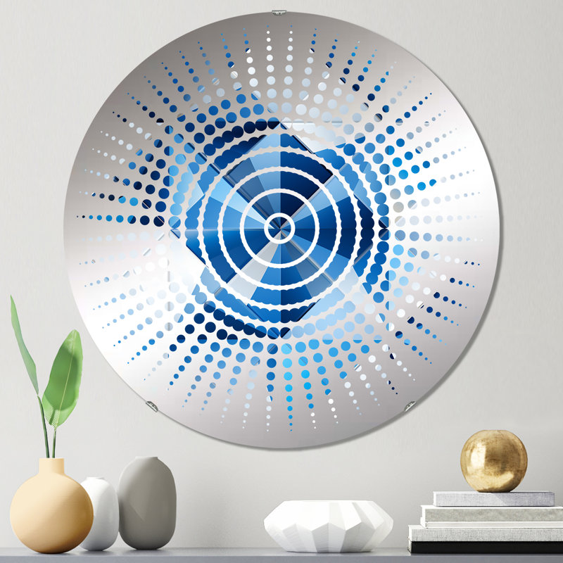 Contemporary Cobalt Tessellations Geometric - Sun Circles Wall Mirror, 31.4" x 31.4"