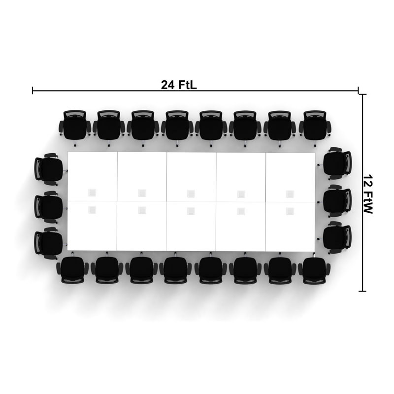 22-Person Conference Tables Meeting Seminar Extra Large Fold Up Model 2818 27Pc Color White X-Thick Tops, Luxury Chrome Base & Casters, Ready To Use. (Tables, Power Bars, Seating Included).
