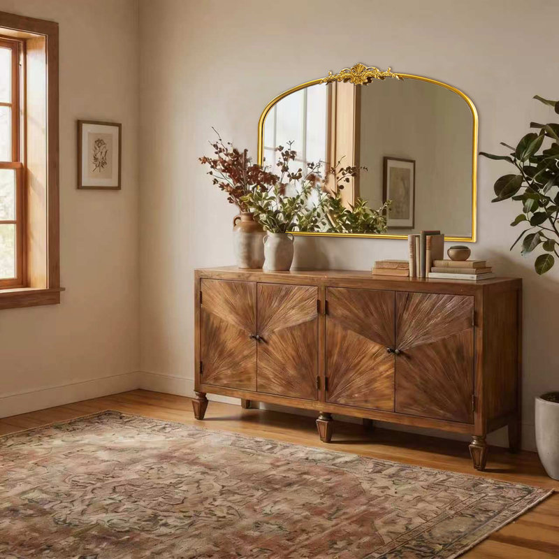 Kherington Vintage Metal Arch Decorative Accent Mirror, 30" H x 40" W