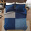 Ensemble d'édredon pour lit double / grand 3 pièces, bleu