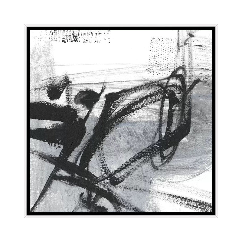 Scribble Script I par Ethan Harper - reproduction d'art, Pas de tapis, H 18 po x l 18 po x 1,5 po, Toile blanche encadrée