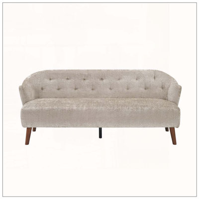 Canapé Mid-Century 3 places avec dossier capitonné et tissu moelleux