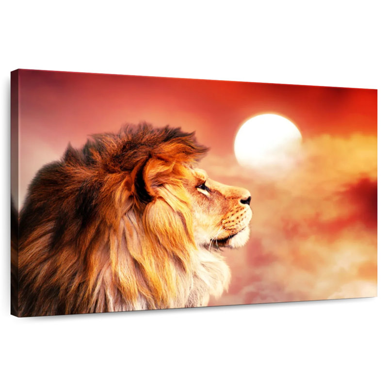 Lion Overlooking Sunset, 32" H x 48" W