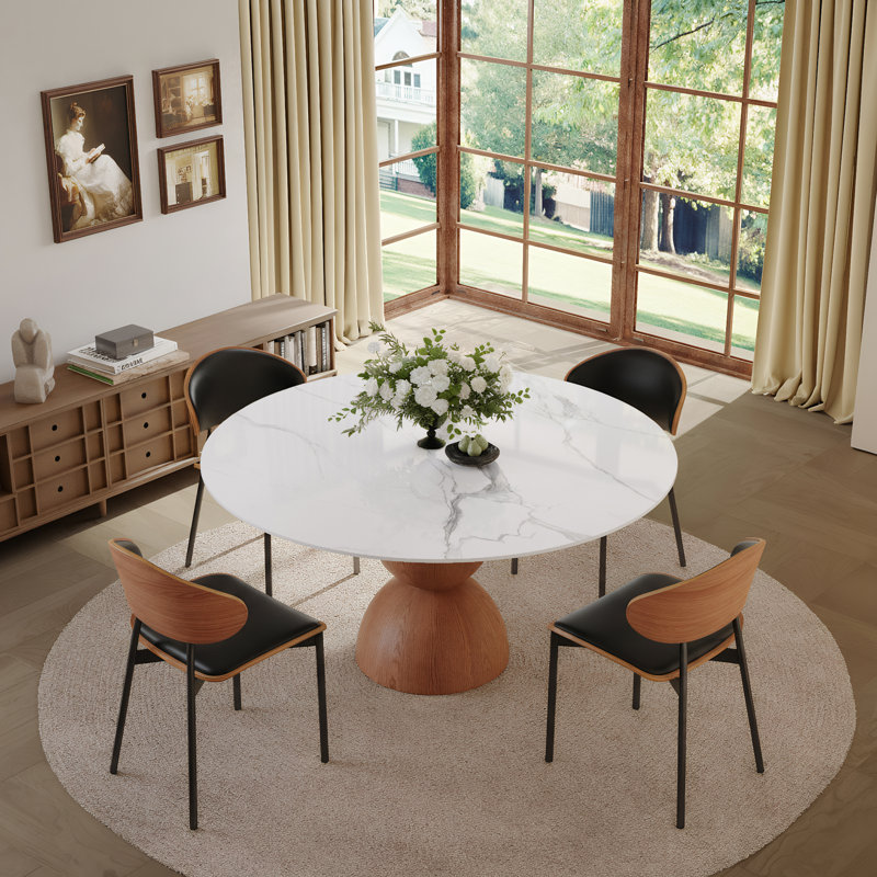 Table de salle à manger Conlon, H 29,53 po x L 47,24 po x l 47,24 po, Blanc