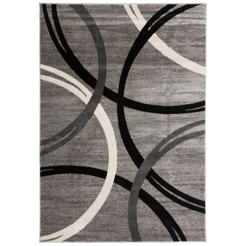 Tapis à motif géométrique Arnaldur, Gris, Rectangle 7 pi 10 po x 10 pi 2 po