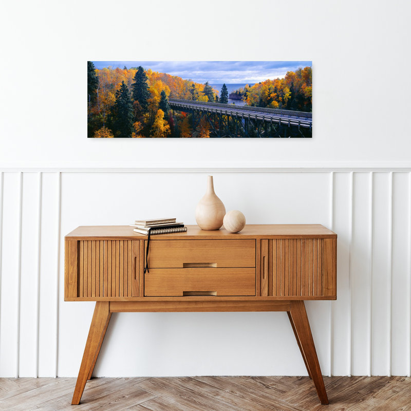Baptism River into Lake Superior Tettegouche State Park Minnesota 1 Piece Wrapped Canvas Panoramic Wall Art