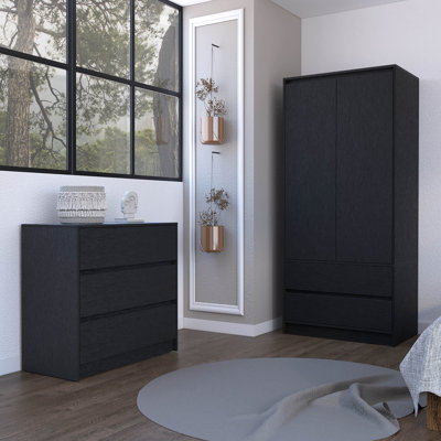 Ensemble de chambre à coucher, commode et armoire 2 pièces Lewes
