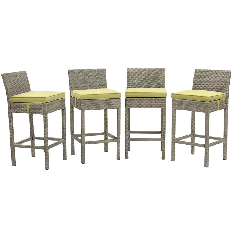 Ensemble de 4 tabourets de bar Conduit, Péridot, Velours gris pâle