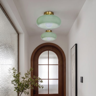 Glass Semi Flush Mount Green