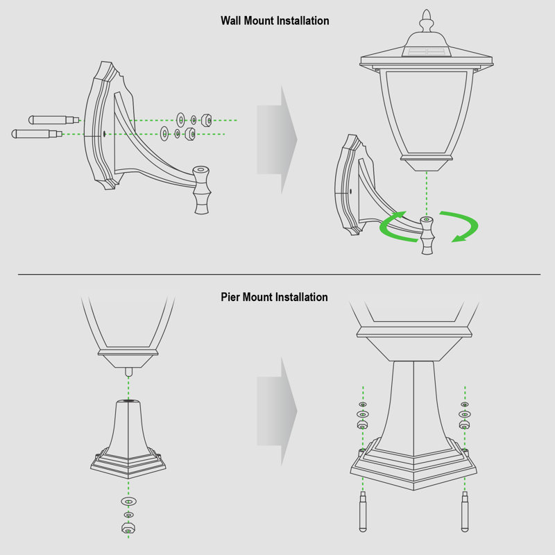 Black Aluminum LED Solar Post and Wall Light
