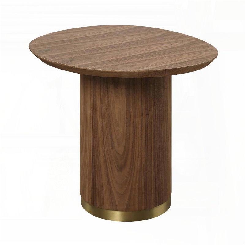 Walnut Oval End Table with Pedestal Base – 20.7”