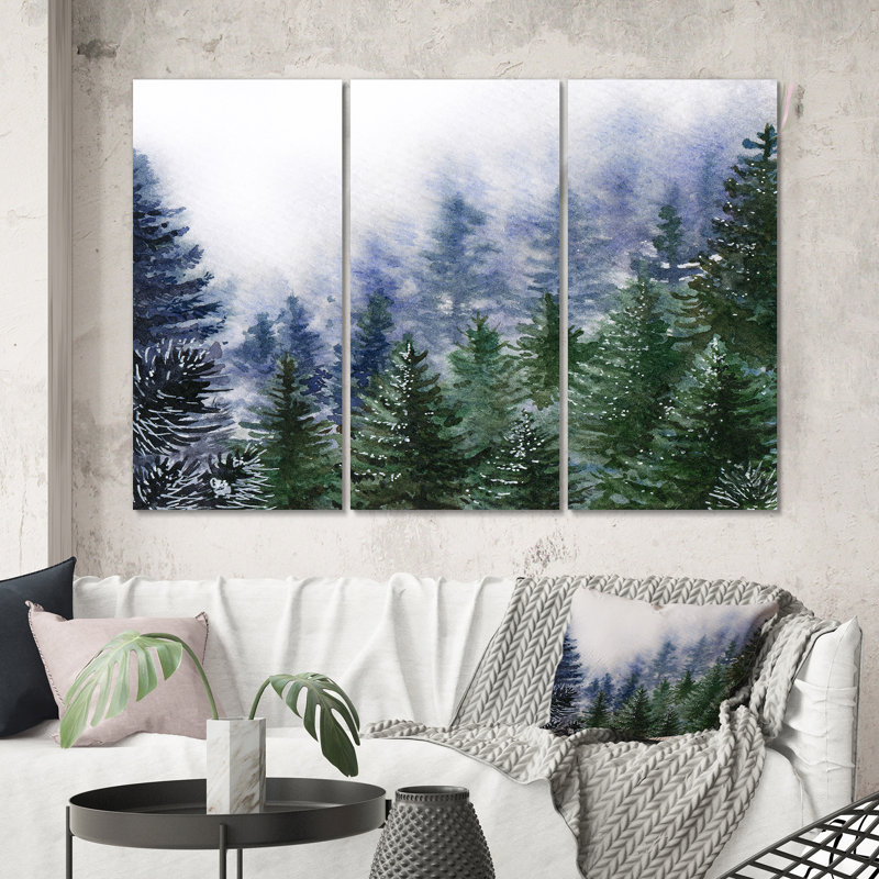 «Nature Forest In Fog Scene», reproduction d'art sur toile, H 40 po x l 60 po x P 1 po