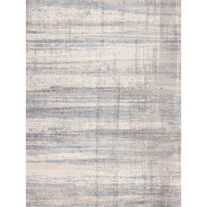 Tapis unique argenté / bleu 6 pi x 9 pi Whately