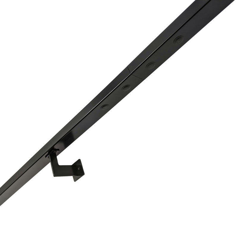 Urban Contemporary Handrail Grab Bar Kit, L Steel Brackets, Returns to Wall, Powder Coat, 156" W, Black