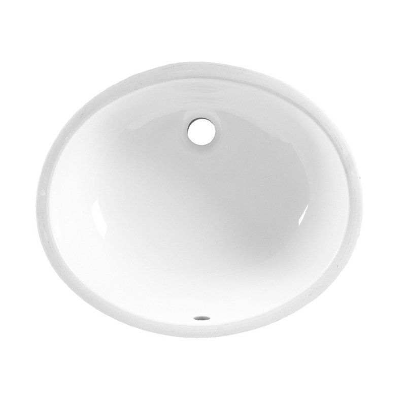 White Ceramic Oval Undermount Bathroom Sink with Overflow