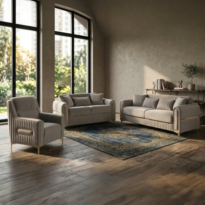 Duron 3PC Living Room Set Taupe