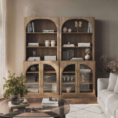 Modern 6-Piece Modular TV Stand Set Jagger Series 1A2F, Camel