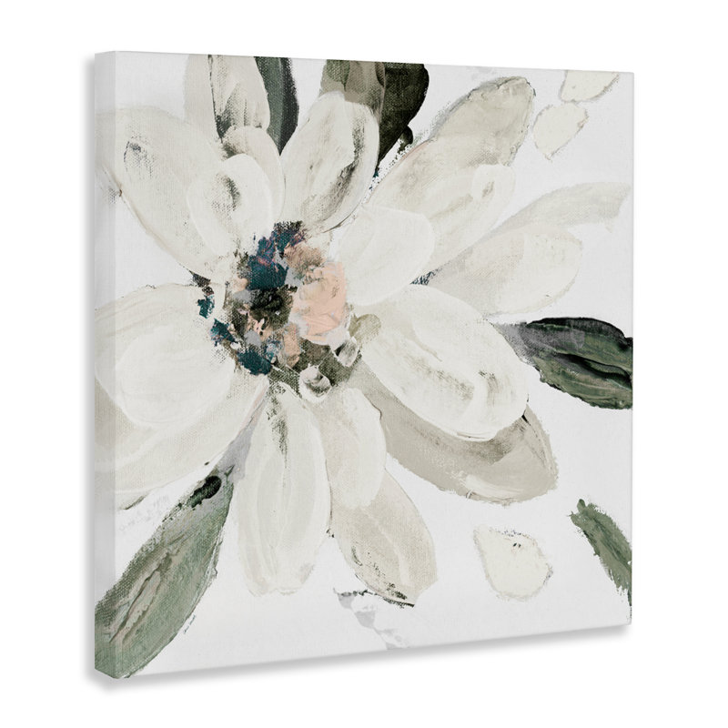 Toile à fleurs blanches Naturally Blooming, design par Lanie Loreth, H 24 po x l 24 po
