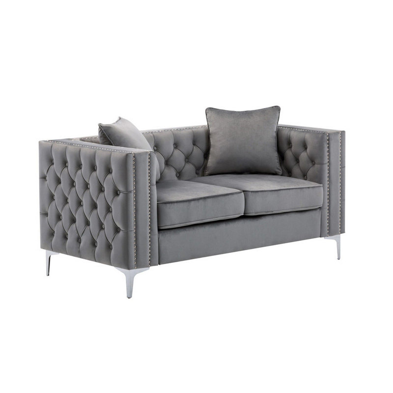 Causeuse Corio, Velours gris velours