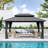 Double Roof Hardtop Metal Patio Gazebo with Curtains and Netting-110377480-110377479-110377481