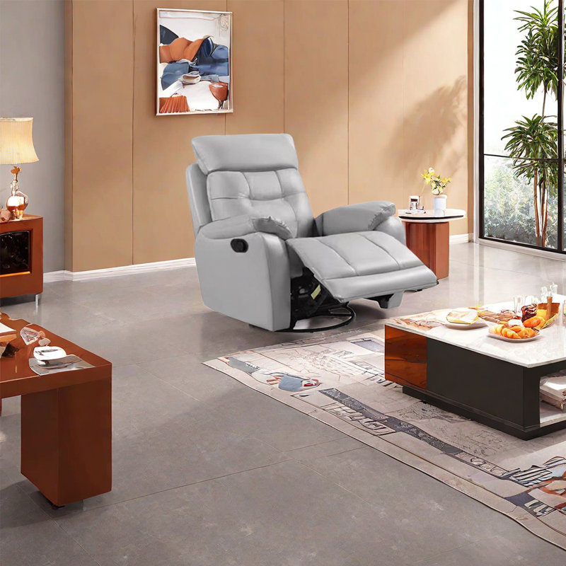 Fauteuil inclinable en similicuir Morehart, Similicuir gris pâle