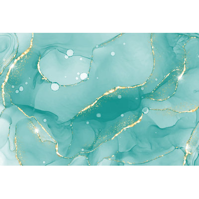 Atalee Mint Liquid Marble Watercolor by Melamory - Wrapped Canvas Painting