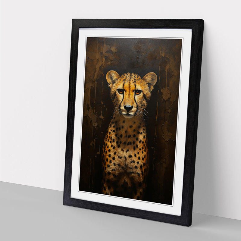 Cheetah Contemporary No.2 - Single Picture Frame Print on Wood, 34cm H x 25cm W x 2cm D, Black Framed