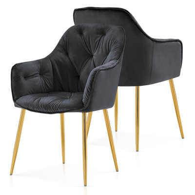 Ensemble de chaises de salle à manger, chaise d'appoint avec pieds dorés et siège rembourré