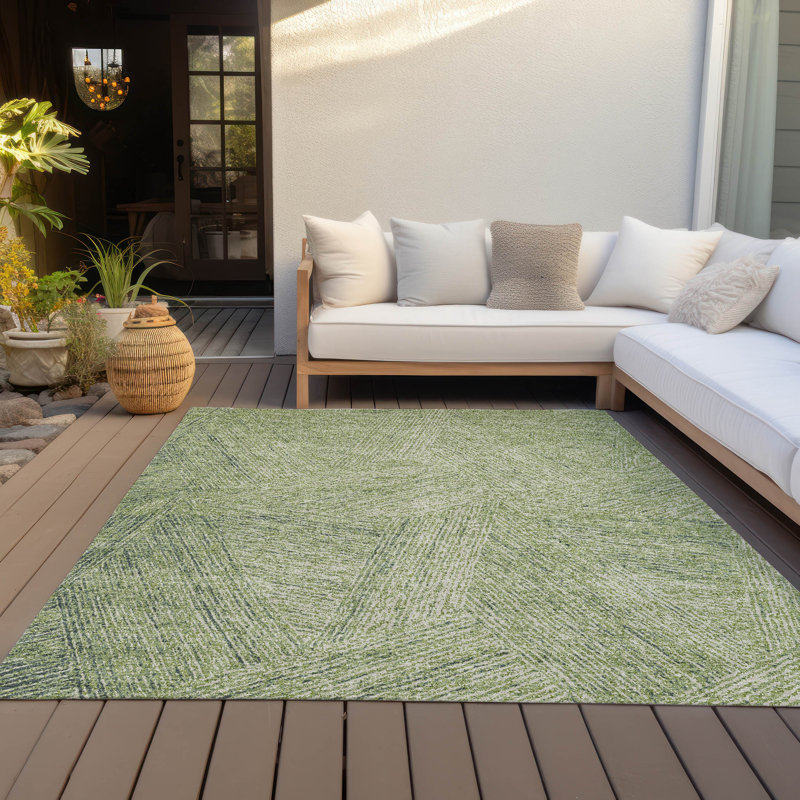 Aloe Green Synthetic Washable Rectangular Area Rug 46" x 30"